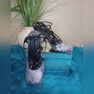 Women's black rhinestone shoes